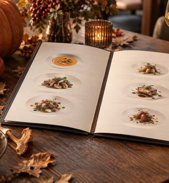 Carta de otoño de un restaurante con productos de temporada