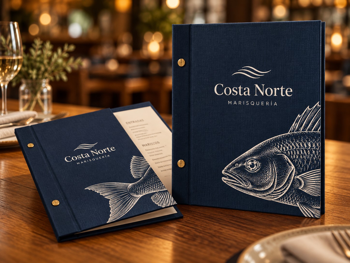 Carta Classic azul marino con impresión DTF blanca