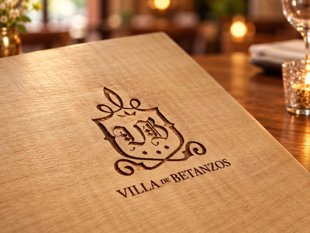 Logotipo grabado con láser sobre madera