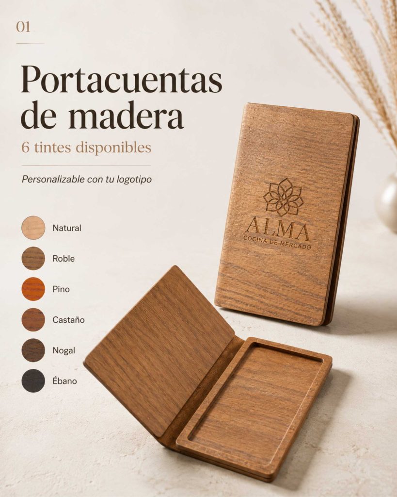 Portacuentas clásico de madera personalizado con grabado láser