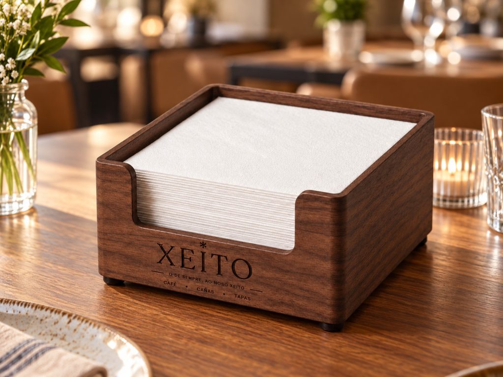 Servilletero de madera modelo Deluxe para restaurante