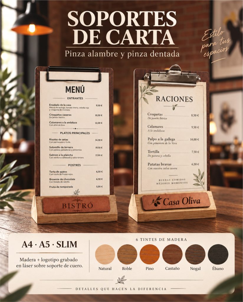 Soportes de mesa personalizados de madera para restaurantes