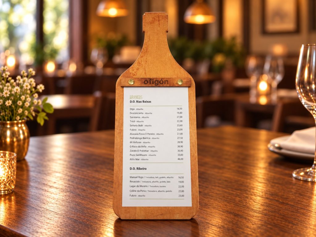 Carta de madera con forma de botella